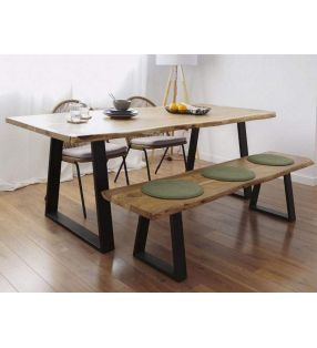 Table Alaia en bois massif et pieds en métal de style vintage - 2