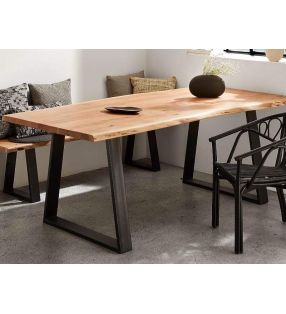 Table Alaia en bois massif et pieds en métal de style vintage - 4