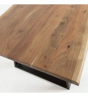 Mesa Alaia en madera maciza y patas metalicas de estilo vintage para comedor  - 7