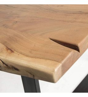 Mesa Alaia en madera maciza y patas metalicas de estilo vintage para comedor  - 8