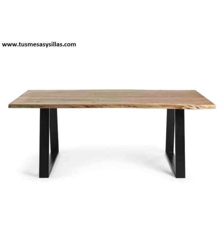 Mesa Alaia en madera maciza y patas metalicas de estilo vintage para comedor  - 9