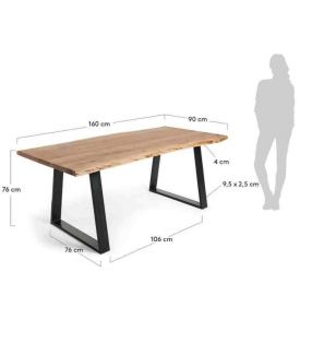 Table Alaia en bois massif et pieds en métal de style vintage - 10