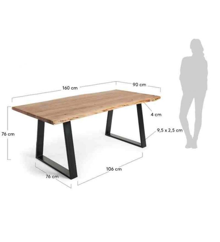 Mesa Alaia en madera maciza y patas metalicas de estilo vintage para comedor  - 10