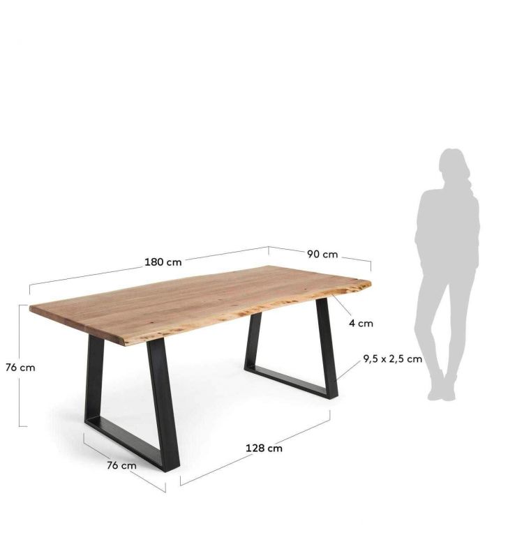 Table Alaia en bois massif et pieds en métal de style vintage  - 11