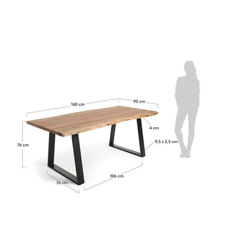 Table Alaia en bois massif et pieds en métal de style vintage  - 12