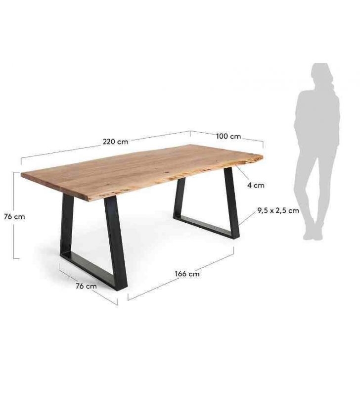 Table Alaia en bois massif et pieds en métal de style vintage  - 13