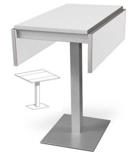 Mesa Mare, estrecha y con 2 alas abatibles para cocinas pequeñas y pie central.  - 1