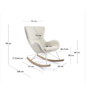 Mecedora con brazos tapizada Vania de diseño moderno en blanco o gris  - 11