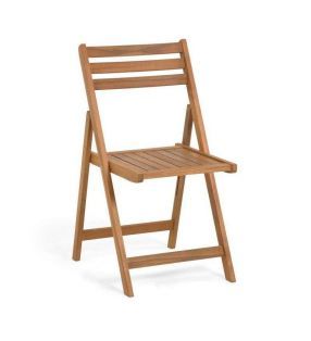 Chaise pliante en bois d'acacia pour terrasse intérieure ou extérieure  - 1