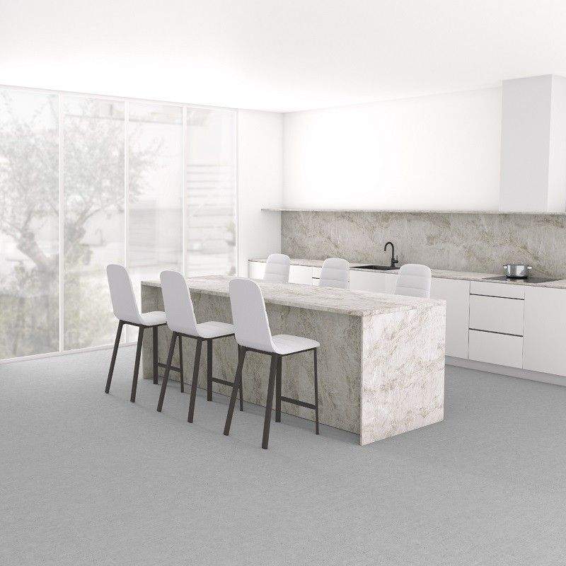 Taburete alto elegante Pulsar tapizado con patas metalicas  - 1