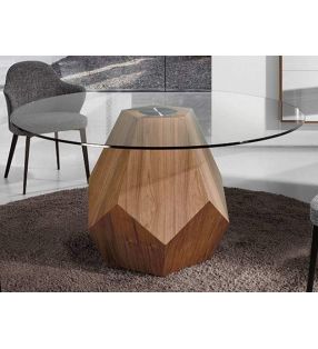 Mesa redonda comedor con encimera cristal transparente de 150 cm de diámetro  - 4