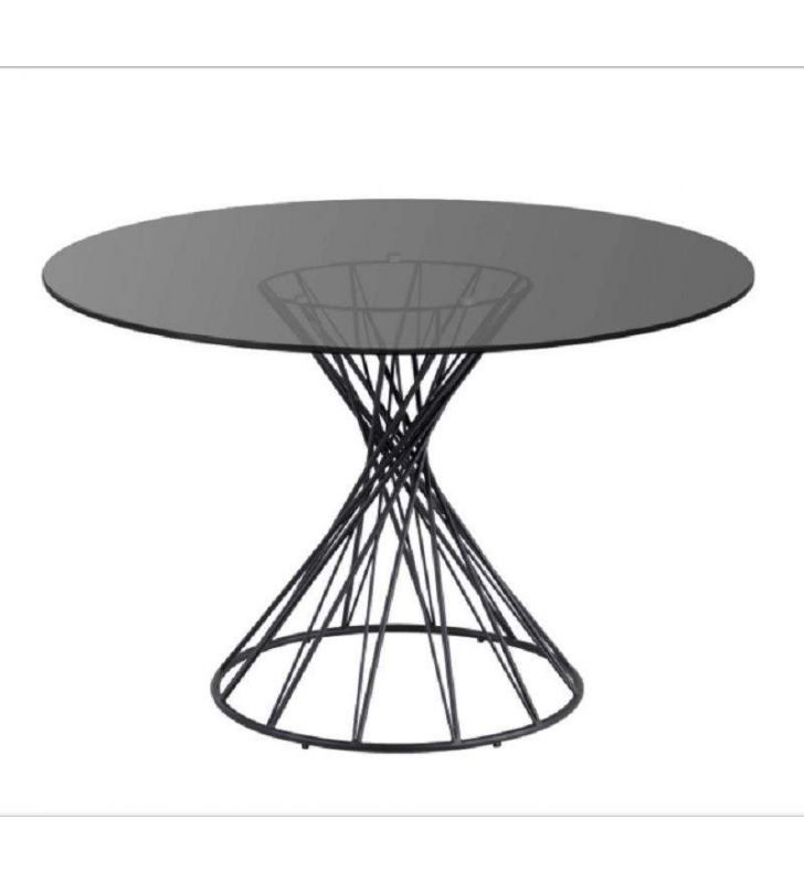 Table ronde avec pieds centraux croisés et design vintage 120 cm Niut  - 11
