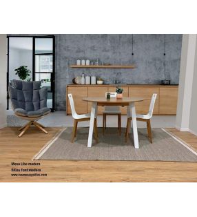 Table ronde extensible Libe avec pieds en métal pour salle à manger ou cuisine  - 5