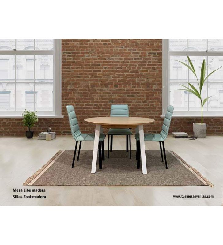Table ronde extensible Libe avec pieds en métal pour salle à manger ou cuisine  - 2