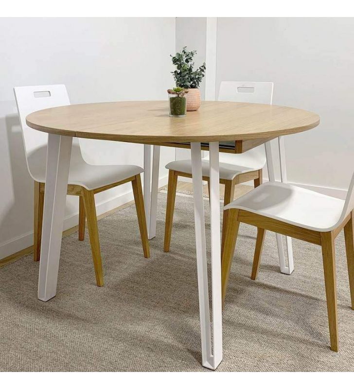 Table fixe ronde Libe avec pieds en métal et design moderne, cuisine ou salle à manger  - 2