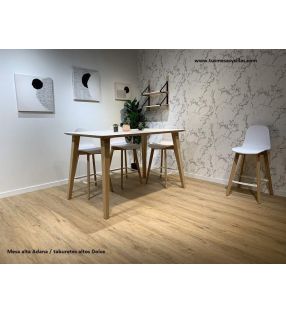 Table haute, Adana avec bord en bois de style nordique et pieds inclinés  - 1