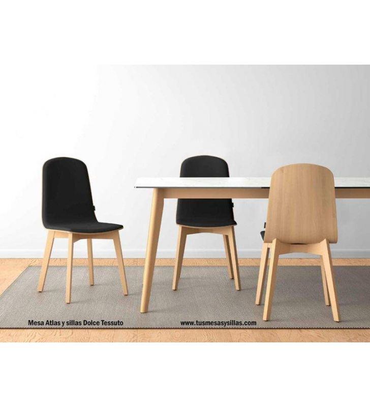 Mesa Atlas extensible de estilo nórdico de Cancio, con esquinas redondeadas  - 3