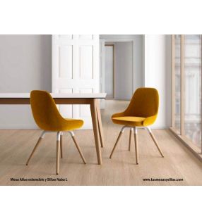 Mesa Atlas de Cancio extensible de estilo nórdico con esquinas redondeadas  - 4
