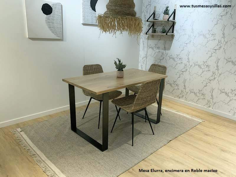 Table Elurra avec bois de chêne ou de hêtre massif et pieds en métal  - 2