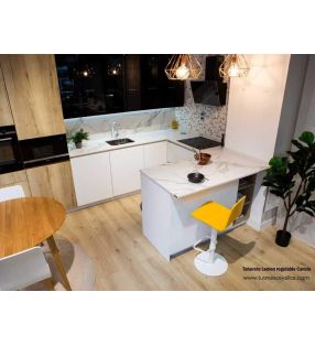 Chaise de bar Lemon, tabouret réglable pour comptoir ou table haute - 8