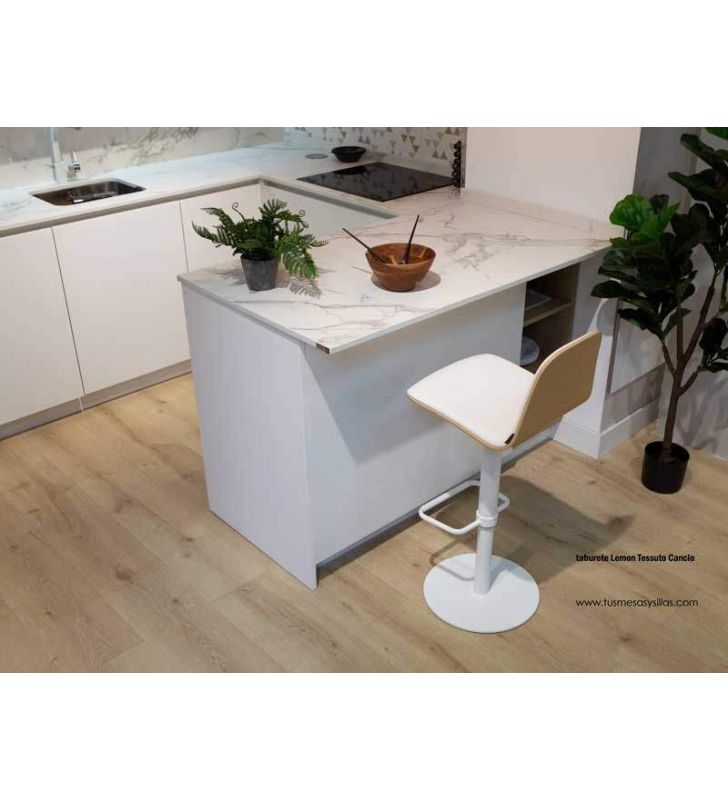 Taburete alto Lemon regulable en altura, asiento en 2 tonos para barras o mostrador de cocina  - 3