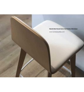Taburete alto Dolce con respaldo y asiento en 2 tonosde estilo nórdico en madera - 4