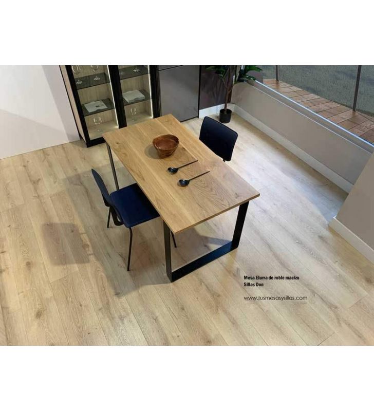 Table Elurra avec bois de chêne ou de hêtre massif et pieds en métal  - 6