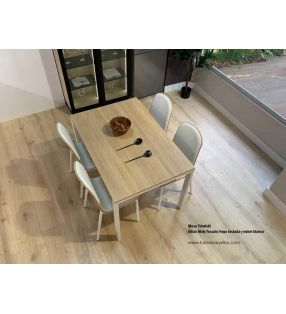 Silla Moly de Cancio. Asiento en 2 colores y patas metálicas de diseño para comedor o cocina moderno  - 1