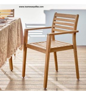 Chaise Hanzel de style rustique pour extérieur et intérieur avec accoudoirs  - 2