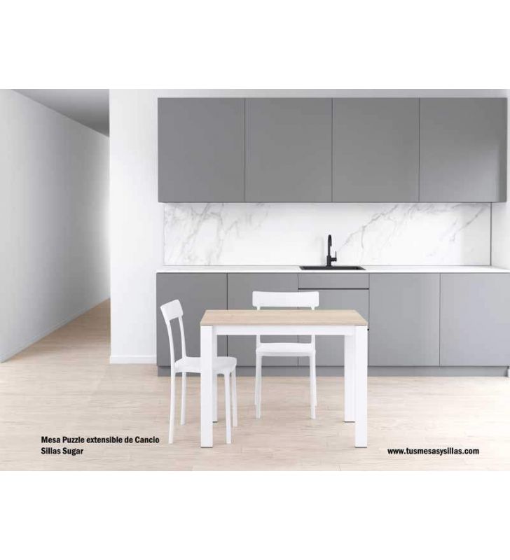 Mesa Puzzle de cancio extensible de cocina con extensión de una pieza  - 1