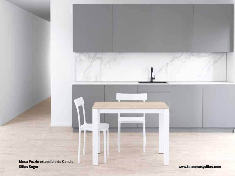 Mesa Puzzle de cancio extensible de cocina con extensión de una pieza  - 1
