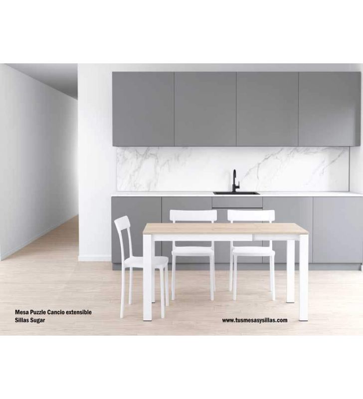 Mesa Puzzle de cancio extensible de cocina con extensión de una pieza  - 2