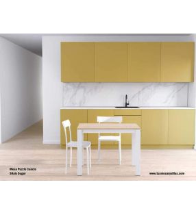 Mesa Puzzle de cancio extensible de cocina con extensión de una pieza  - 5