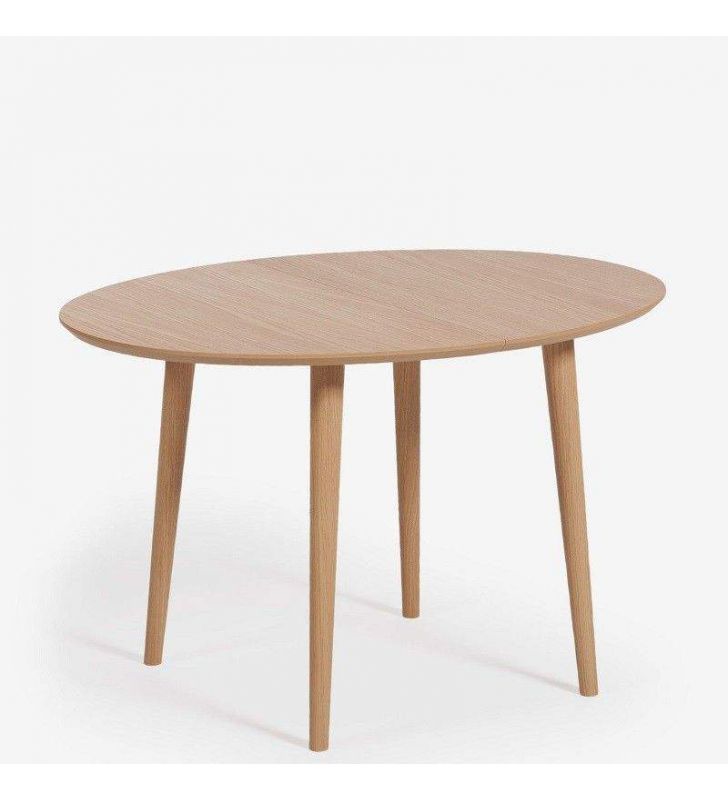 Mesa ovalada Oqui extensible con encimera de roble  - 3