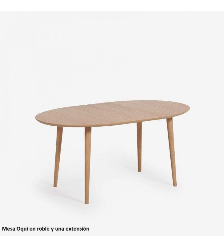 Mesa ovalada Oqui extensible con encimera de roble  - 4