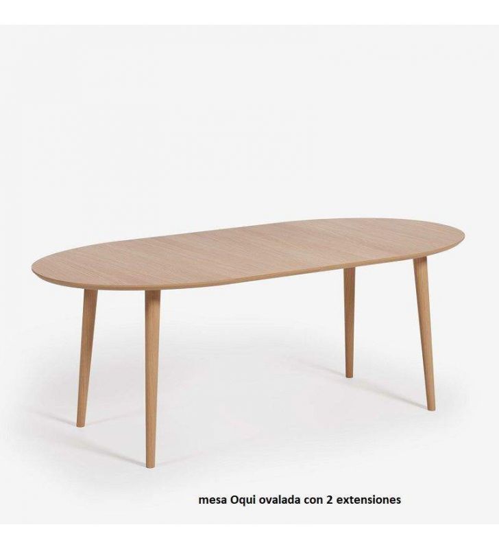 Mesa ovalada Oqui extensible con encimera de roble  - 5