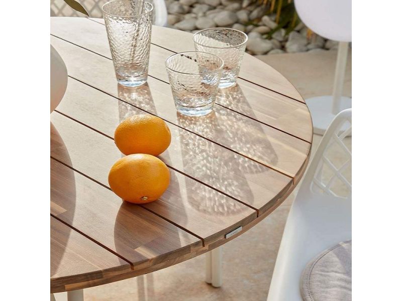 Table ronde pliante, 71 cm, surface vitrée