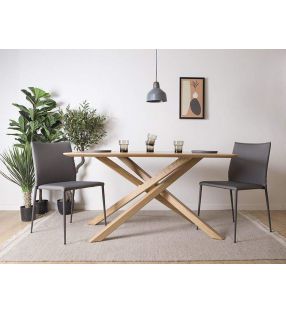 Klara, mesa de patas cruzadas y encimera en madera maciza de roble o haya  - 3