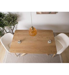 Klara, mesa de patas cruzadas y encimera en madera maciza de roble o haya  - 4