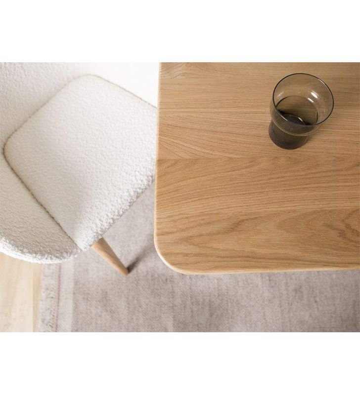 Klara, table avec pieds croisés et plateau en chêne ou hêtre massif  - 5
