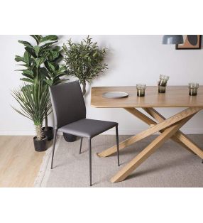 Klara, table avec pieds croisés et plateau en chêne ou hêtre massif - 6