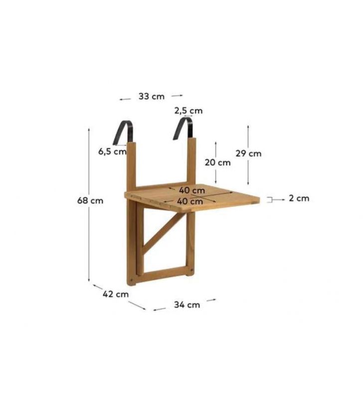Mesa pequeña plegable colgante Amarilis de madera  - 5