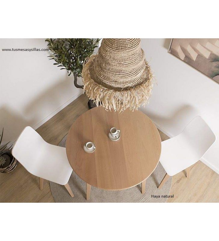 Mesa redonda extensible madera maciza Ane para comedor o cocina  - 12