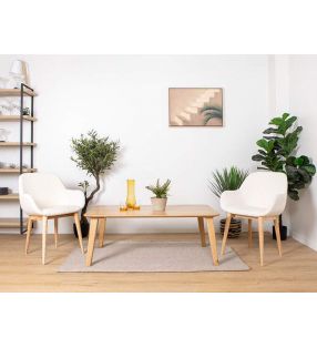 Mesa baja de centro Ane rectangular de madera maciza