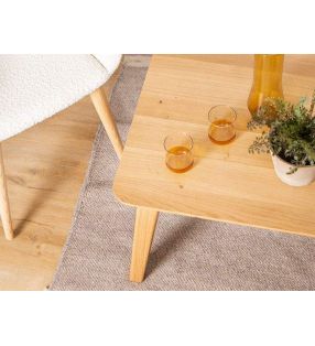 Mesa baja de centro Ane rectangular de madera maciza  - 2