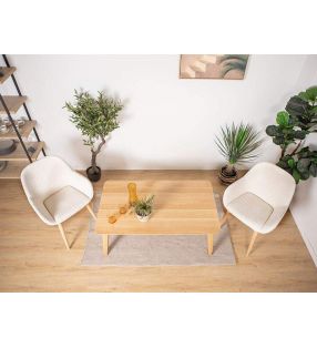 Mesa baja de centro Ane rectangular de madera maciza