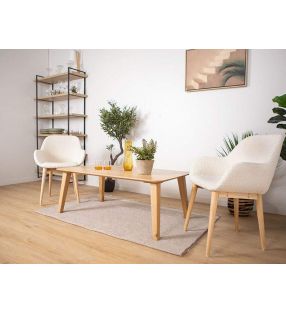 Mesa baja de centro Ane rectangular de madera maciza  - 4