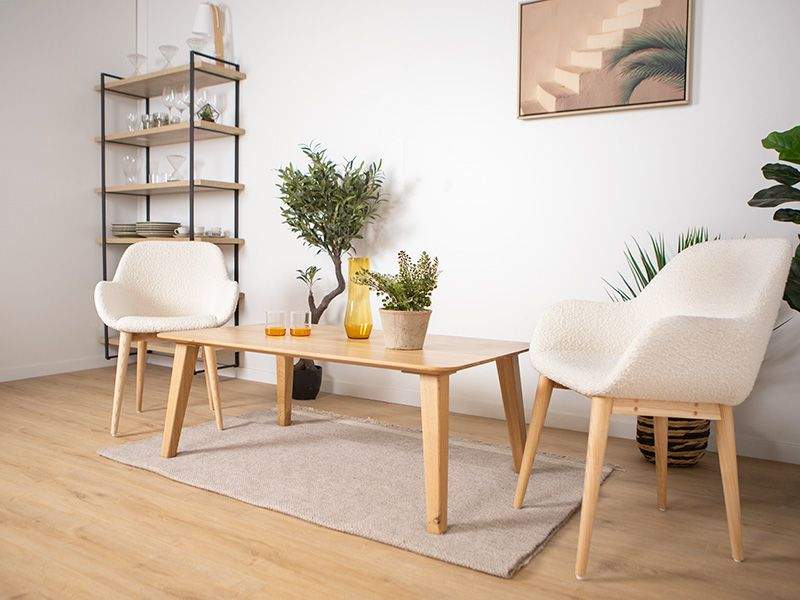 Mesa baja de centro Ane rectangular de madera maciza