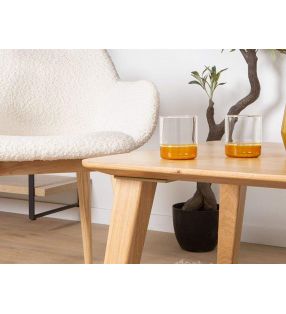 Mesa baja de centro Ane rectangular de madera maciza  - 5