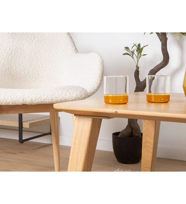 Mesa baja de centro Ane rectangular de madera maciza